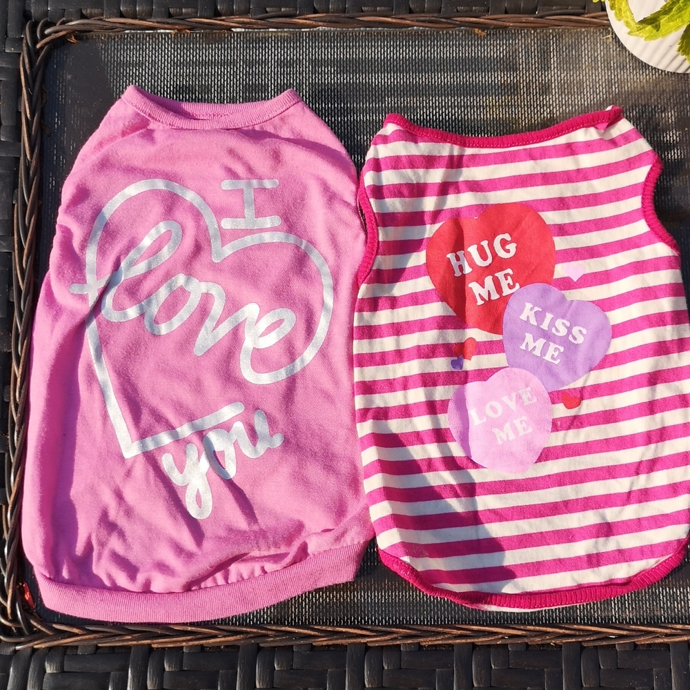 Dog Puppy Pet Tees T-shirts Lot of 2 Pink Summer Clothing